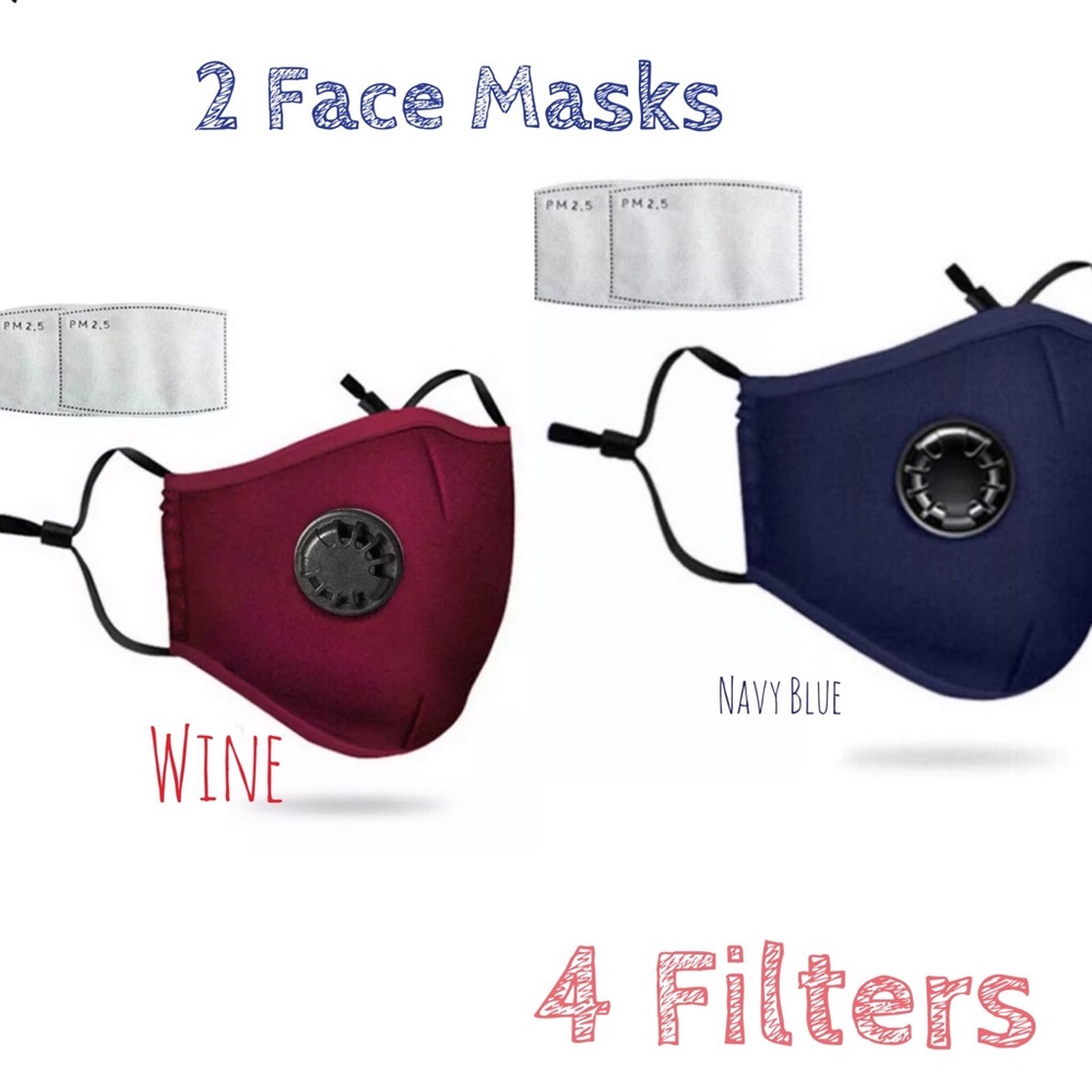 SALE❗️2 Washable Blue Wine Face Cover Mask
